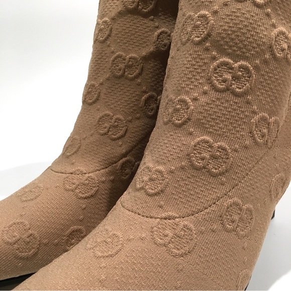 GUCCI GG KNIT ANKLE BOOT -HIGH HEEL -NUDE -WOMEN’S US 8.5 -NEW - Picture 8 of 11